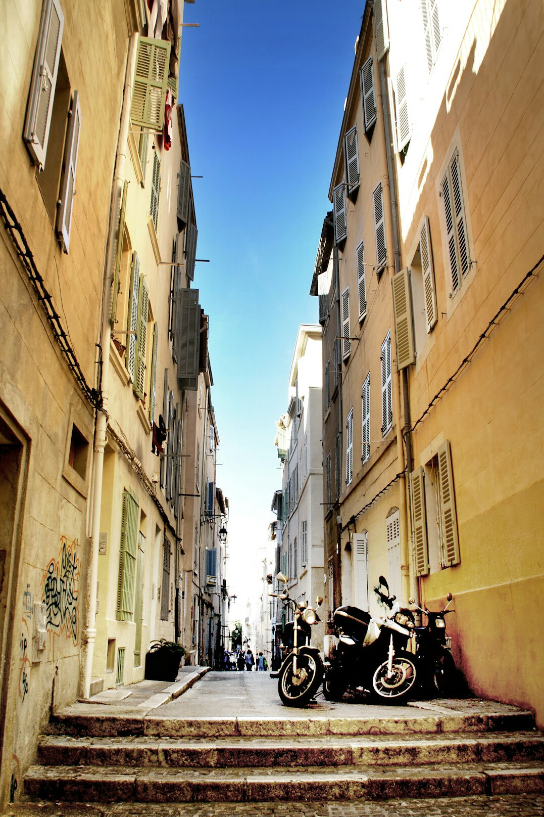 Old town street in Europe on a sunny day