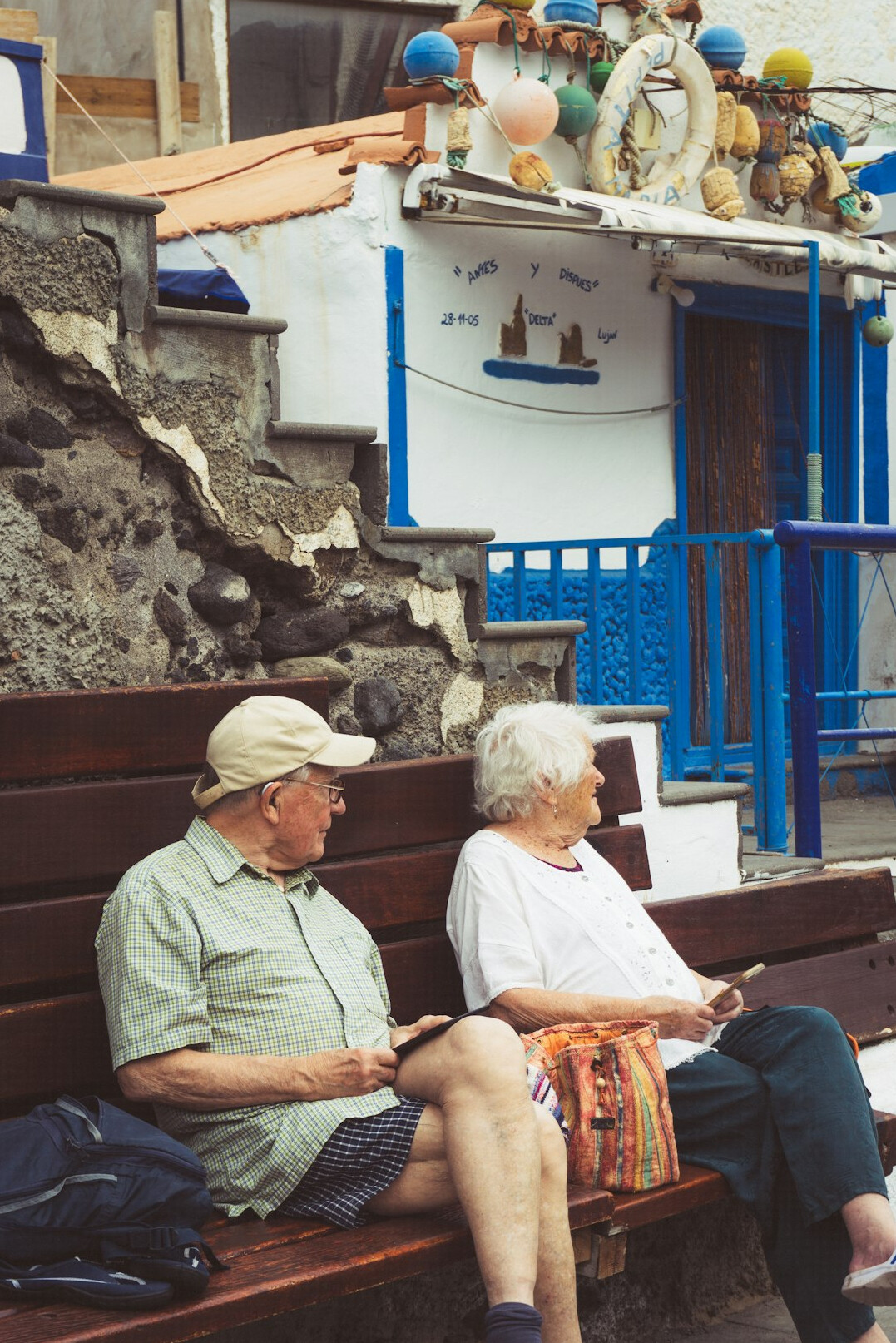 senior couple planning budget trip