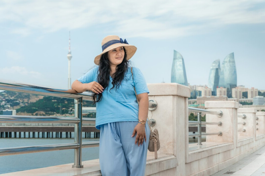 senior woman smiling on vacation