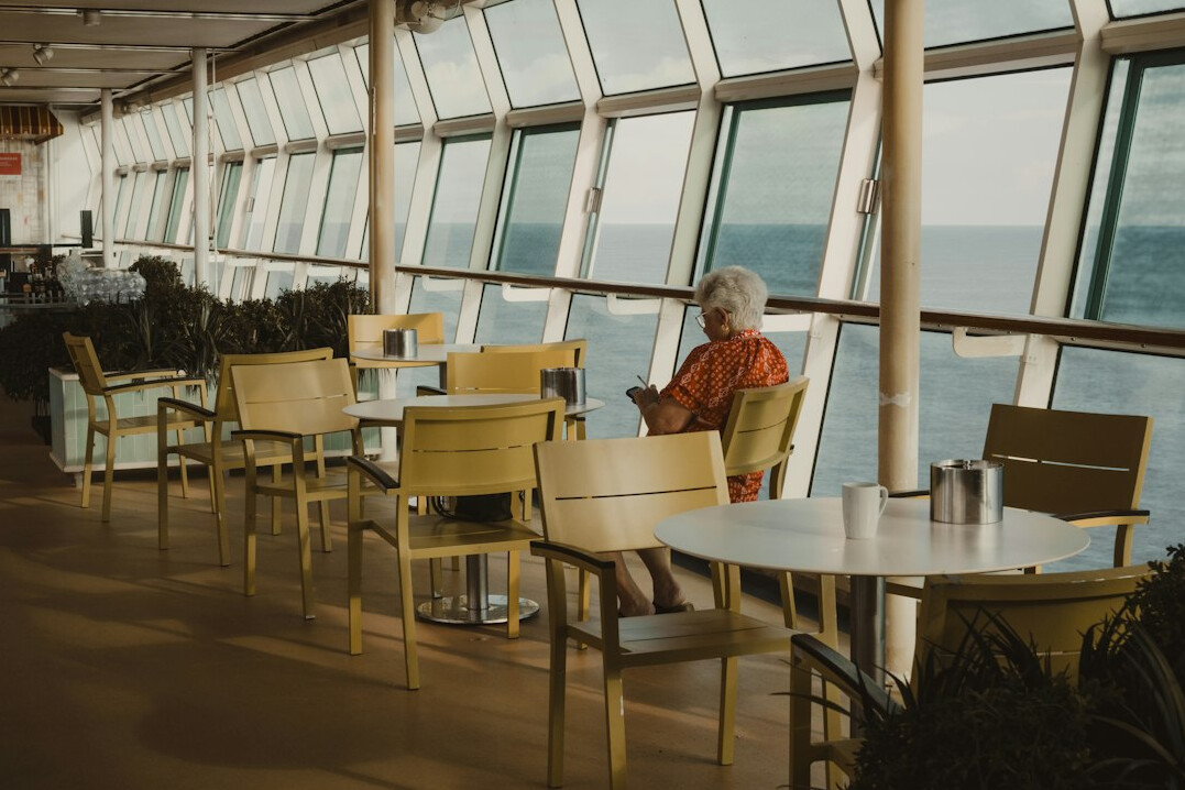senior woman relaxing on trip